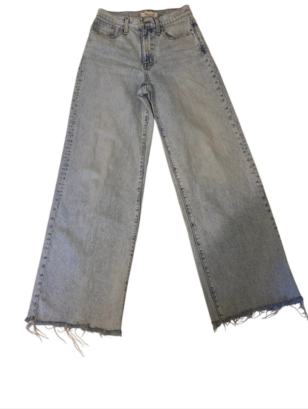 Madewell Light Wash Wide-Leg Jeans with Frayed Hem